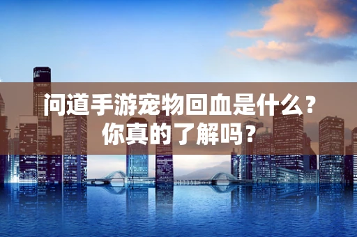 问道手游宠物回血是什么？你真的了解吗？